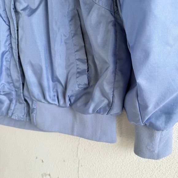 Vtg 80s Adidas Windbreaker Track Jacket Periwinkle Nylon Trefoil Logo Womens L - Picture 4 of 13